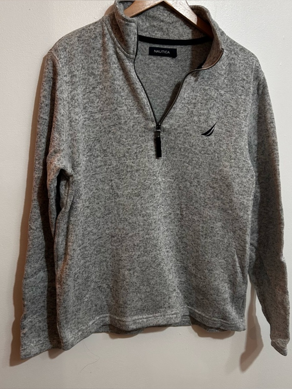Nautica Men's Light Gray Half-Zip Pullover Sweater